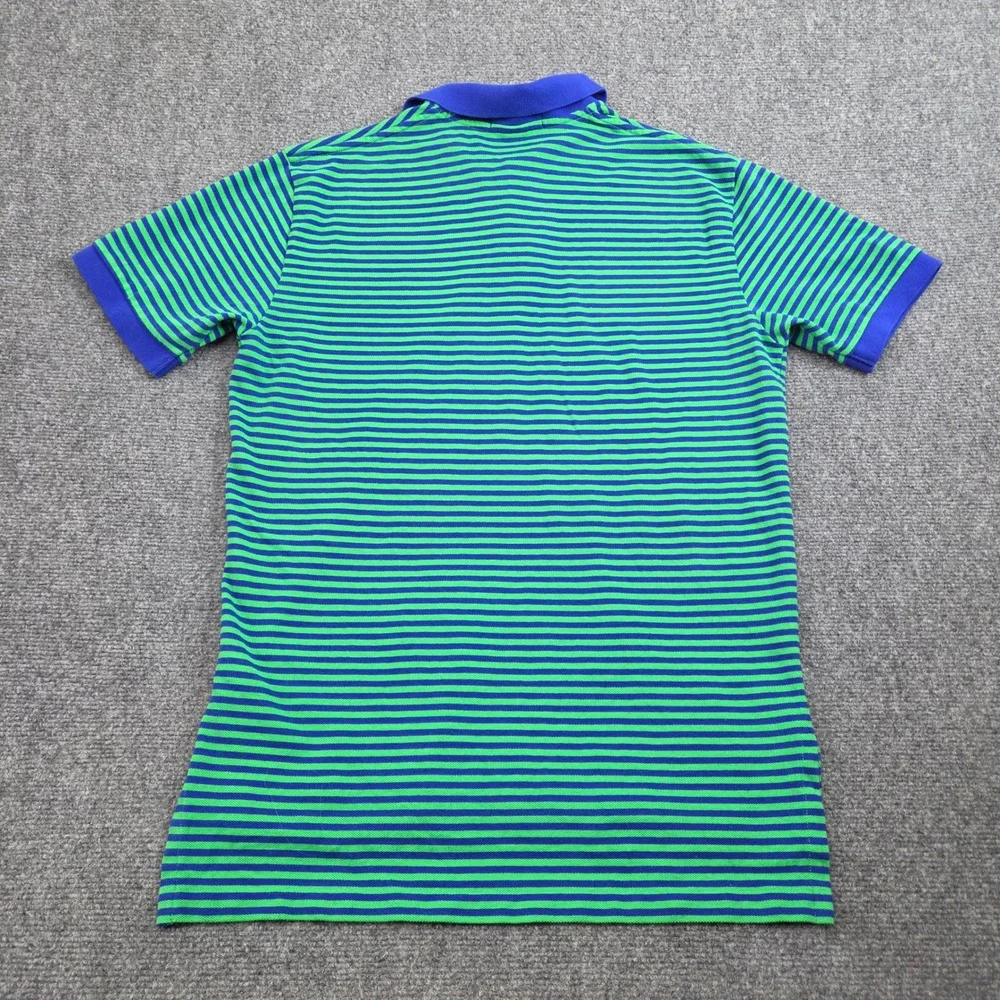 Polo Ralph Lauren Shirt Mens M Blue Green Striped Short Sleeve Preppy Y2K Ivy